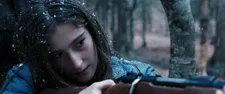 A very strong visual moment - snow falling on young Hana (Drenica Selimaj)